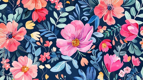 beautiful latest floral textile design pattern in attractive colors with different techniques water color pattern seamless pattern botanical pattern allover designs. Generative Ai