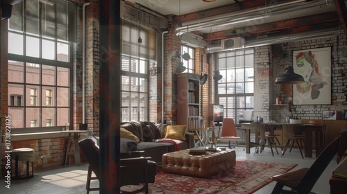 Wallpaper Mural An industrial living room style embraces raw, unfinished elements like exposed brick, ductwork, and metal, complemented by vintage or reclaimed wood accents.
 Torontodigital.ca