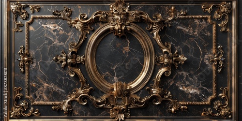 Baroque, Barocco Ornate Marble Ceiling Non-Linear Reformation Design with Intricate Accents Depicting Classic Elegance and Architectural Beauty