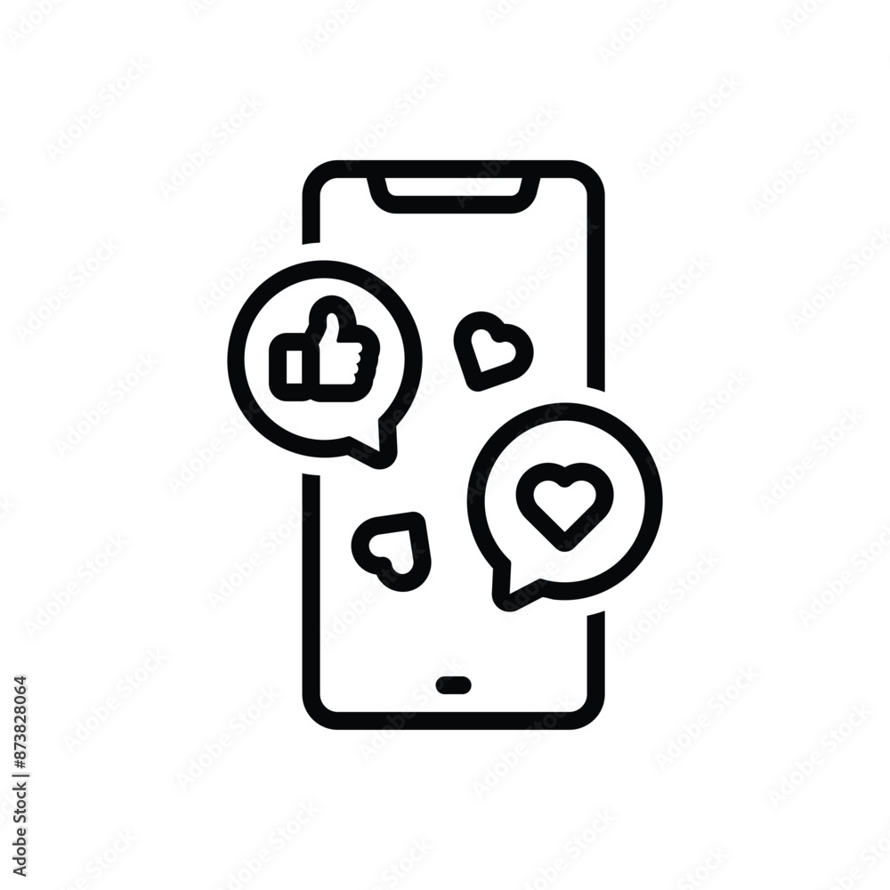 Black line icon for social media Black line icon for social media