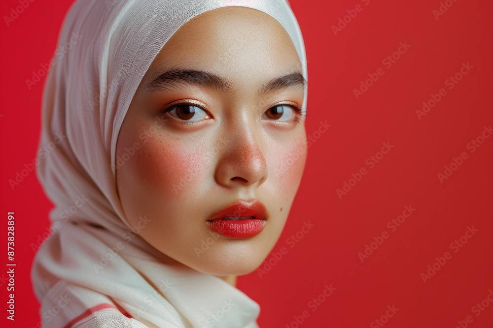 Close-up Portrait of a Woman in a White Hijab Close-up Portrait of a Woman in a White Hijab