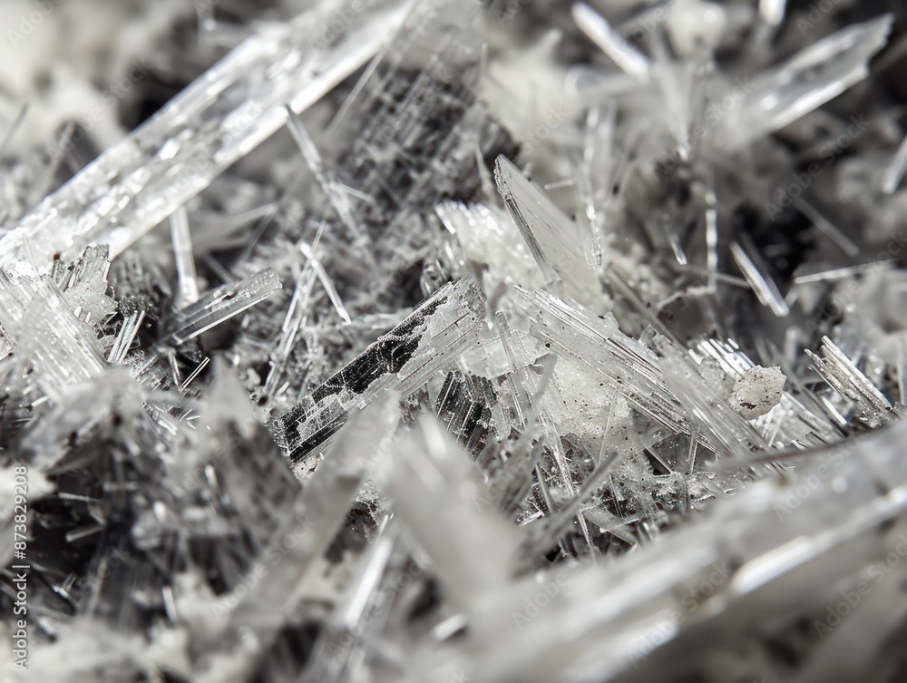 Macro shot of asbestos chrysotile fibers, hazardous mineral material, crystalline fibrous texture in close-up, environmental health and safety concept