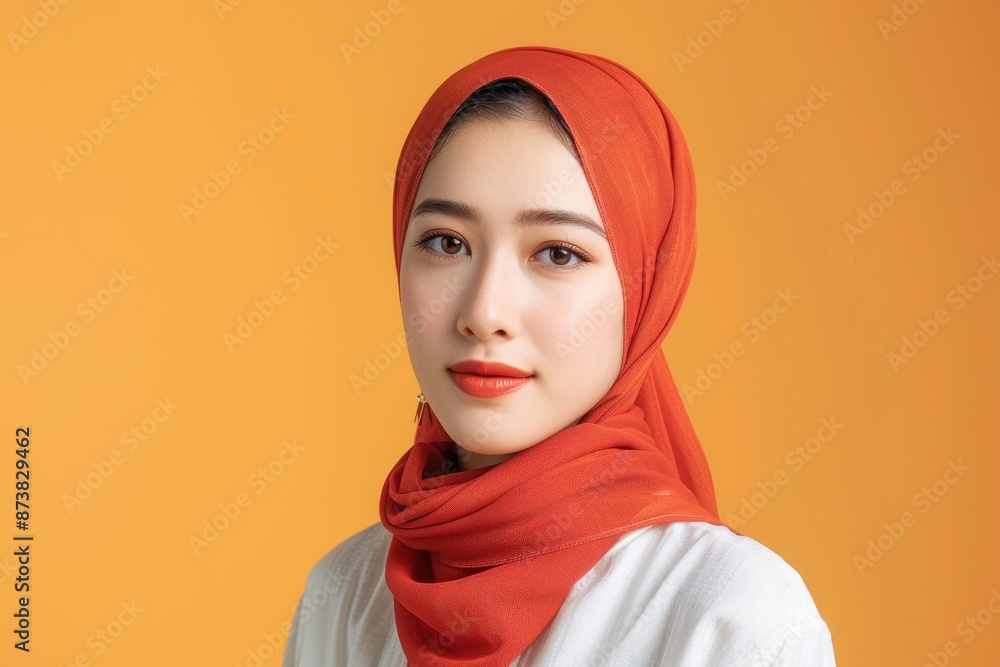 Portrait of a Young Woman in a Red Hijab Portrait of a Young Woman in a Red Hijab