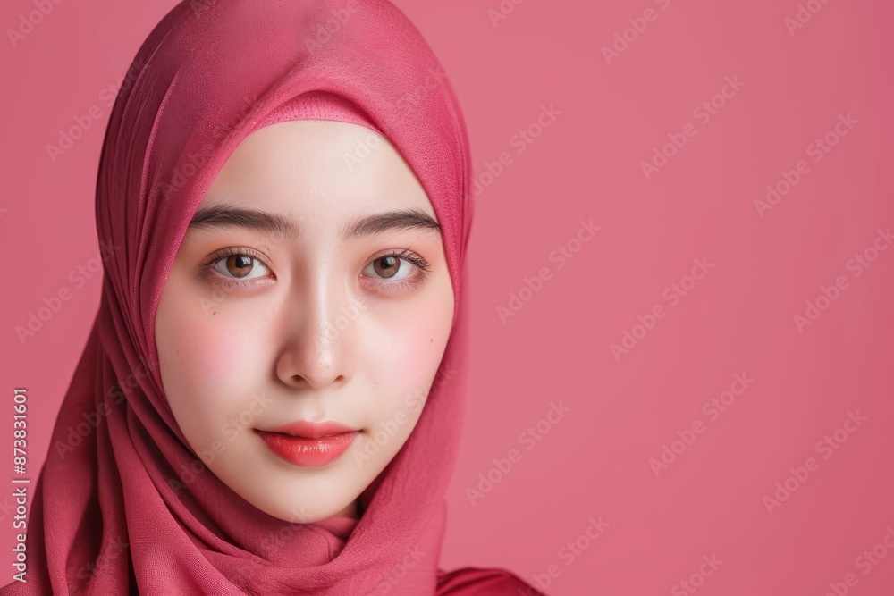 Close-Up Portrait of a Young Woman in a Pink Hijab Close-Up Portrait of a Young Woman in a Pink Hijab