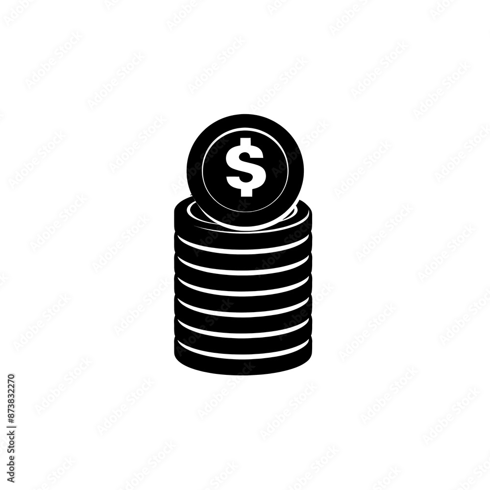 Coins Minimal Icon, Simple Logo Coins Minimal Icon, Simple Logo