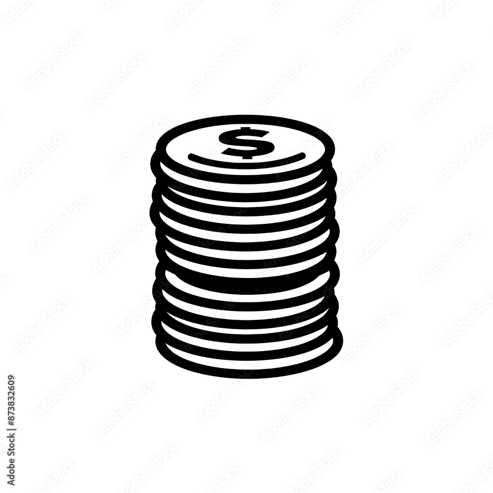 Coins Minimal Icon, Simple Logo Coins Minimal Icon, Simple Logo