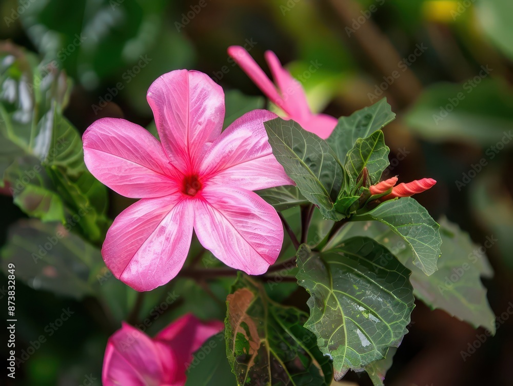 vibrant pink flower in macro view delicate petals and lush green leaves creating striking contrast and depth vibrant pink flower in macro view delicate petals and lush green leaves creating striking contrast and depth