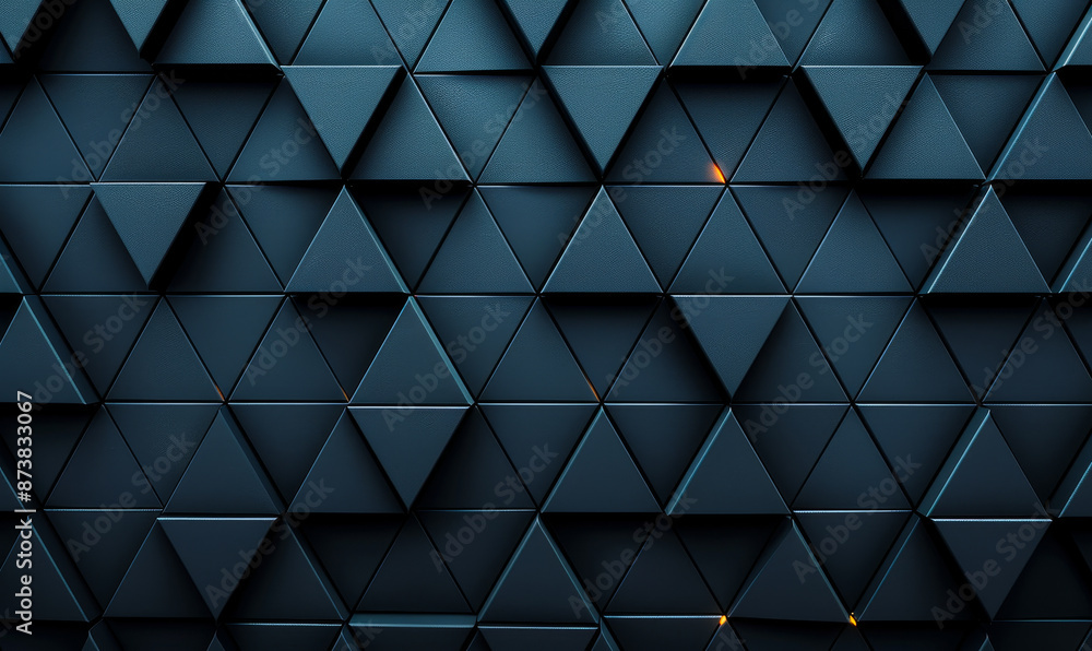 Futuristic High Tech Triangular Tile Pattern Wall in Dark Environment - 3D Render with Geometric 3D Texture - Abstract Structure and Modern Design Concept Futuristic High Tech Triangular Tile Pattern Wall in Dark Environment - 3D Render with Geometric 3D Texture - Abstract Structure and Modern Design Concept