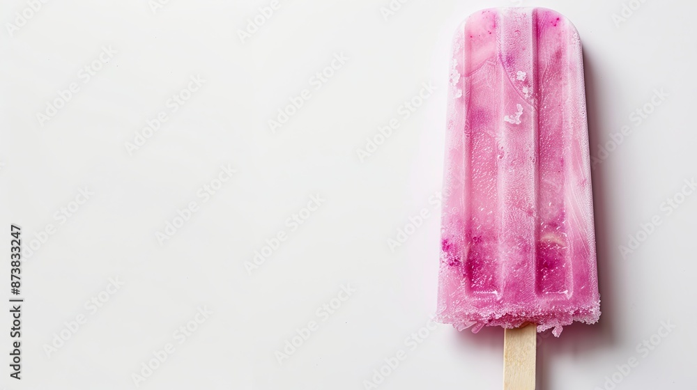 A pink popsicle on a white background, with the background removed. A pink popsicle on a white background, with the background removed.