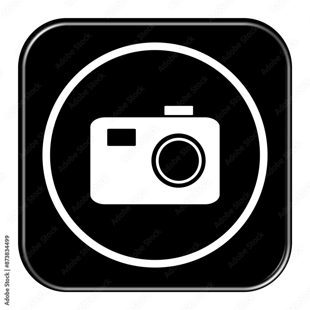 Weißes Icon auf schwarzem Button: Foto oder Kamera Weißes Icon auf schwarzem Button: Foto oder Kamera