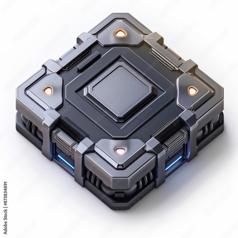 Futuristic Metal Box with Lights Futuristic Metal Box with Lights