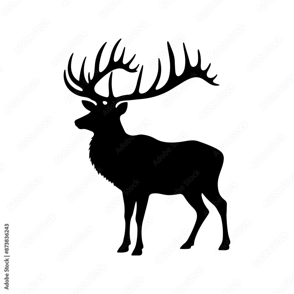 Obraz premium Minimalist Elk Vector - Elk Silhouette - Animal Vector Silhouette.