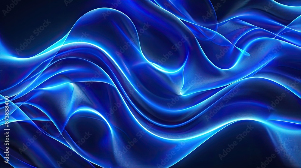 Modern blue neon background with flowing waves, sleek and stylish Modern blue neon background with flowing waves, sleek and stylish