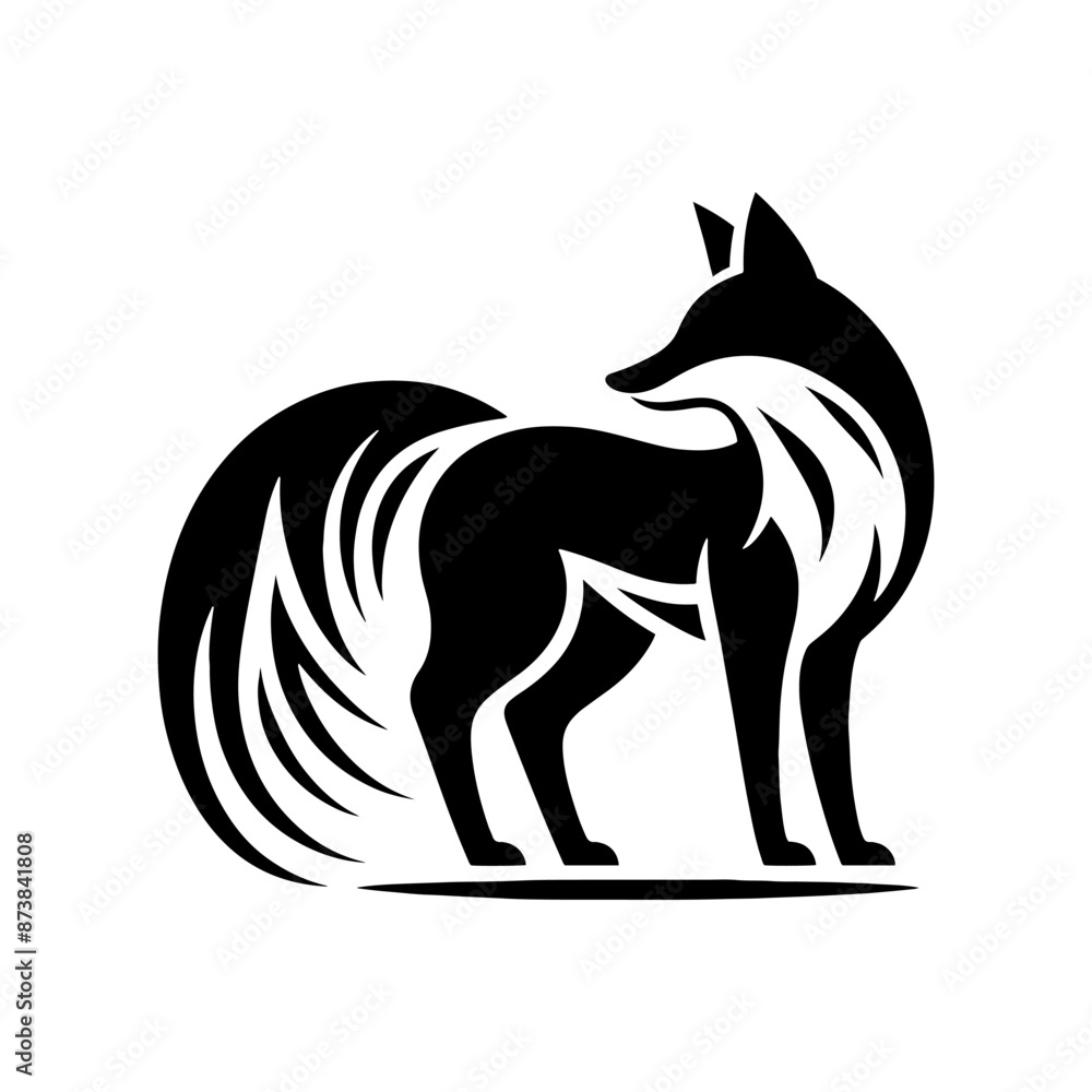 Obraz premium Minimalist Fox Silhouette - Fox Vector Design - Fox Illustration.