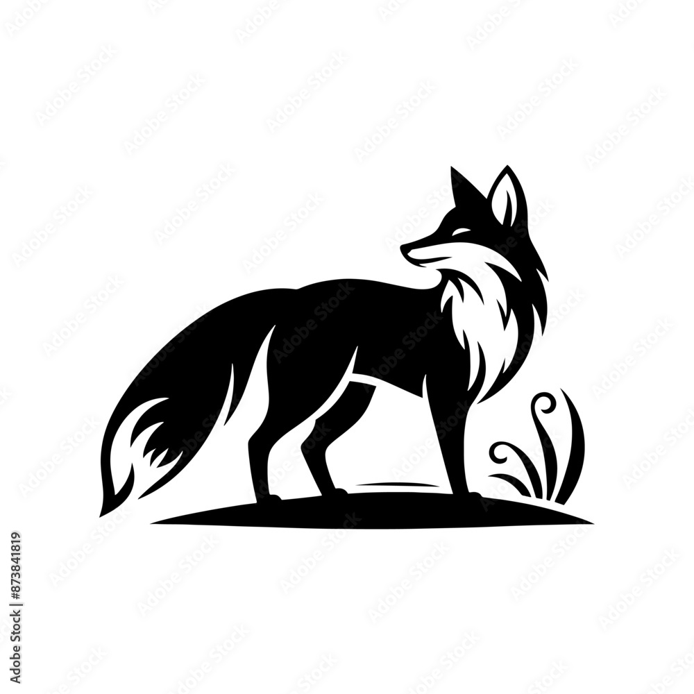 Obraz premium Minimalist Fox Silhouette - Fox Vector Design - Fox Illustration.