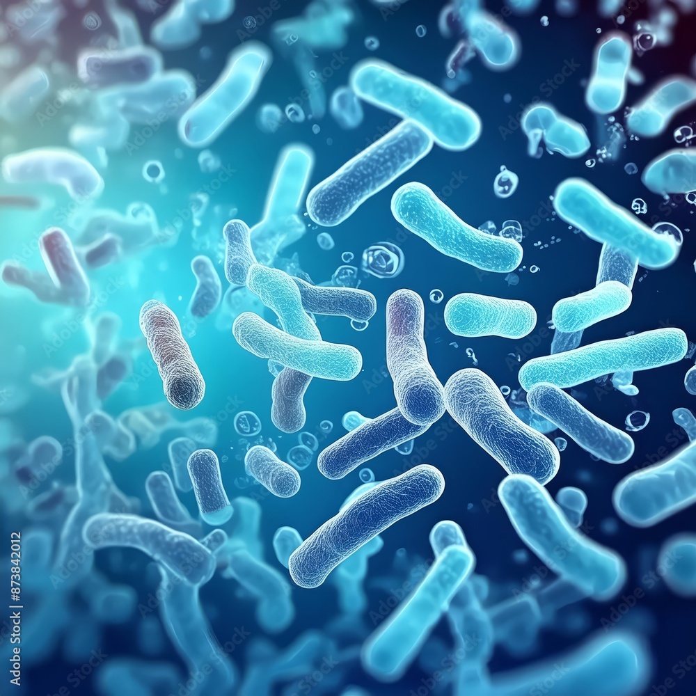 Blue Bacteria - Microscopic Enlargement of Blue Cells and Colony of Bacteria - Probiotics or Medicine Treatment - Health Care Medication or Ananotomy of Organisms in Biology or Science Blue Bacteria - Microscopic Enlargement of Blue Cells and Colony of Bacteria - Probiotics or Medicine Treatment - Health Care Medication or Ananotomy of Organisms in Biology or Science