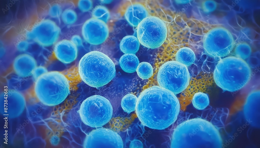 Reference ImBlue Bacteria - Microscopic Enlargement of Blue Cells and Colony of Bacteria - Probiotics or Medicine Treatment - Health Care Medication or Ananotomy of Organisms in Biology or Scienceage Reference ImBlue Bacteria - Microscopic Enlargement of Blue Cells and Colony of Bacteria - Probiotics or Medicine Treatment - Health Care Medication or Ananotomy of Organisms in Biology or Scienceage