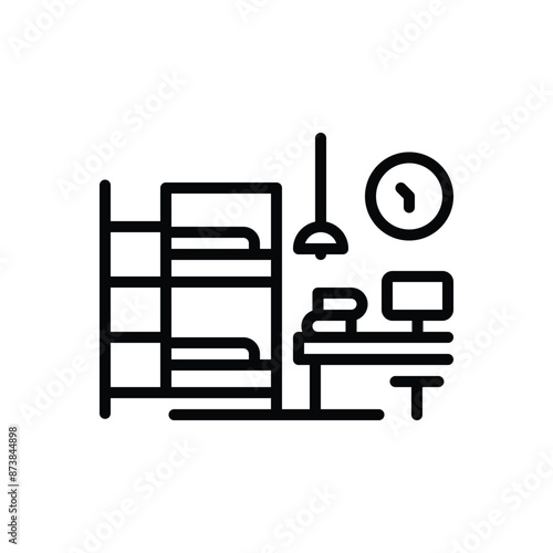 Black line icon for hostel
