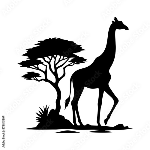 Giraffe Silhouette - Giraffe Vector art - Minimalist Giraffe Design - Giraffe Illustration. photo