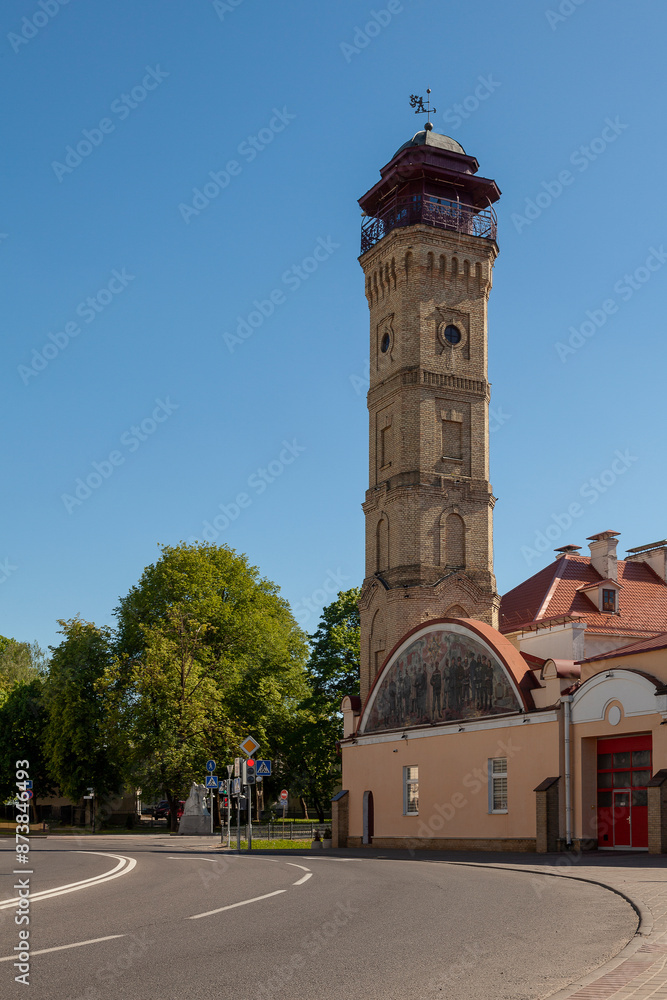 Fototapeta premium An ancient fire tower in the city of Grodno, Belarus