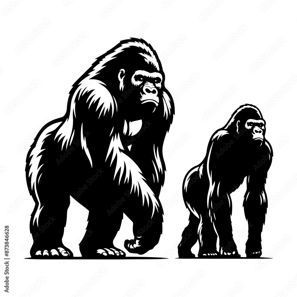 Fototapeta premium Minimalist Gorilla Vector - Gorilla Silhouette - Illustration Of Gorilla.