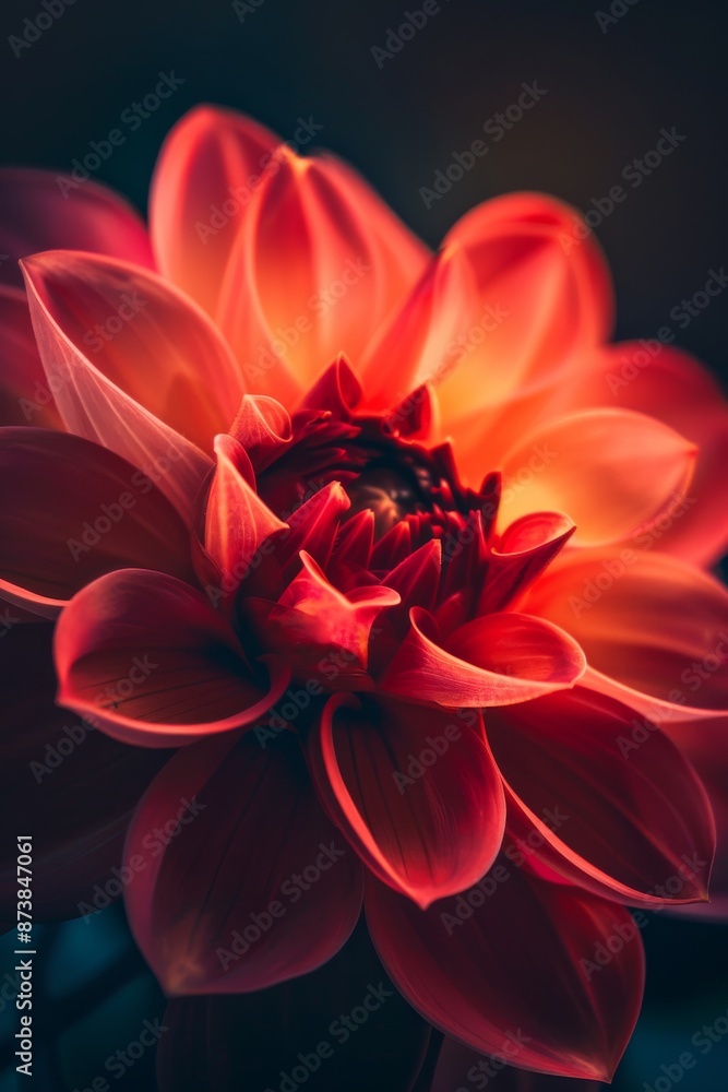 A minimalist photo of the most beautiful flower ever, with bright, clear colors that stand out against a dark, blurred backdrop A minimalist photo of the most beautiful flower ever, with bright, clear colors that stand out against a dark, blurred backdrop