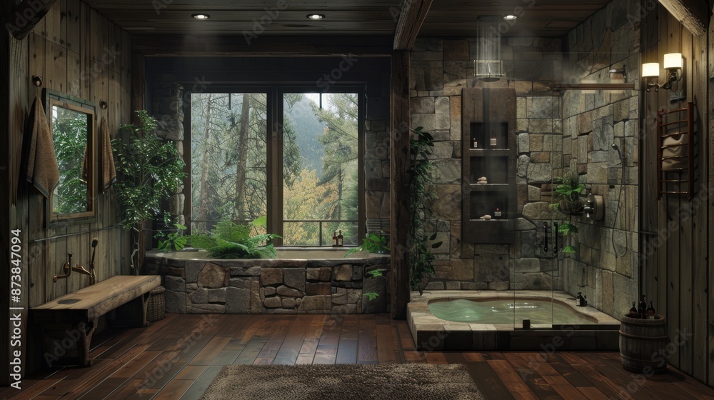 Rustic bathroom styles blend natural wood and stone, creating a cozy, earthy ambiance. Vintage or distressed furniture adds a timeless charm to the space.
Rustic bathroom styles blend natural wood and stone, creating a cozy, earthy ambiance. Vintage or distressed furniture adds a timeless charm to the space.