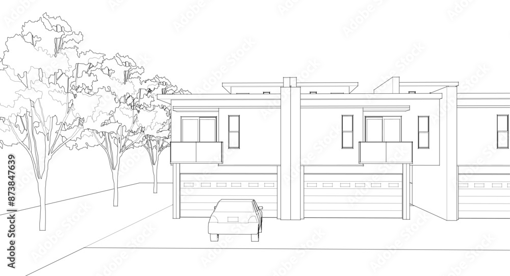 Fototapeta premium modern cottage town 3D illustration