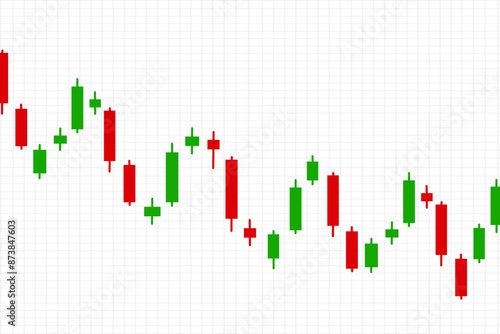 Candlestick down trend bar chart pattern with grid background - Financial technical chart formation concept - Forex market down trend pattern.