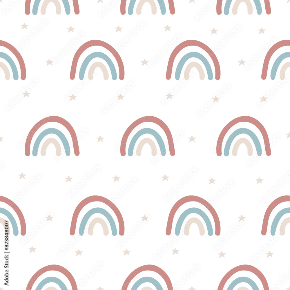 Bohemian Baby pattern with Rainbow. Gender Neutral Nursery Cute Ornaments. Vector illustration in flat cartoon style. Boho print for kids. Bohemian Baby pattern with Rainbow. Gender Neutral Nursery Cute Ornaments. Vector illustration in flat cartoon style. Boho print for kids.