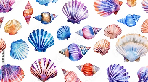 Cute and colorful seashell designs perfect for decorating baby items like clothes, stickers, books, or fabric.