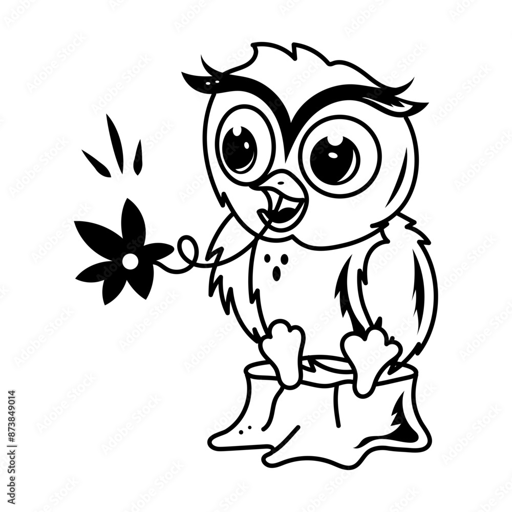 Obraz premium A cute doodle style mascot of owl flower 