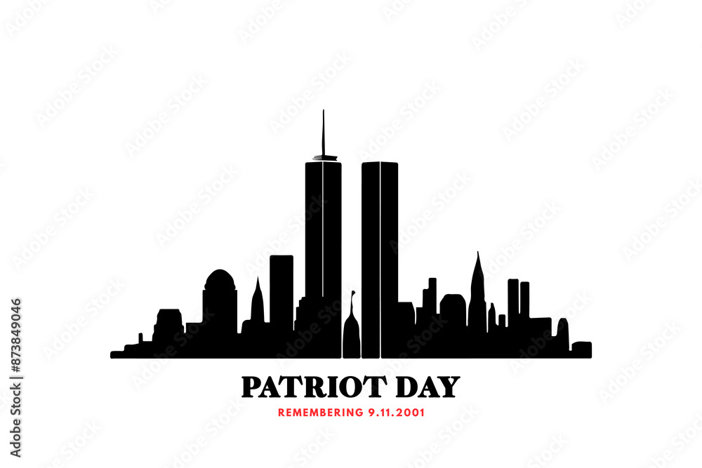 Naklejka premium Silhouette of NYC skyline with Twin Towers, 