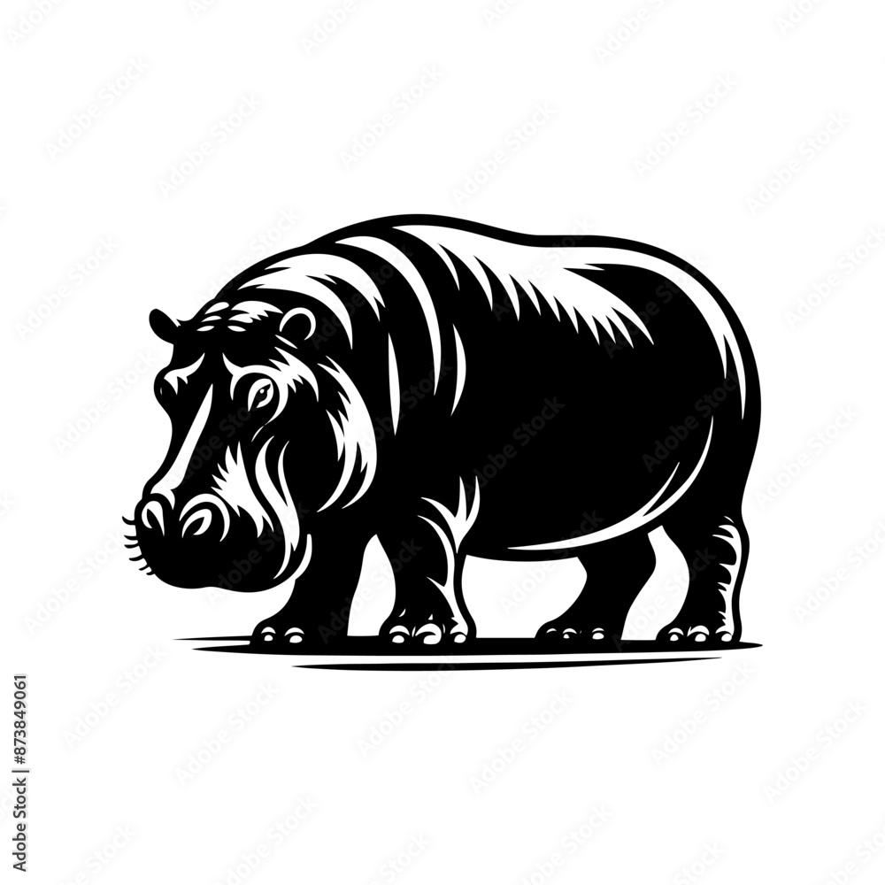 Fototapeta premium Hippopotamus Silhouette Design - Hippo Vector art - Hippopotamus Illustration.