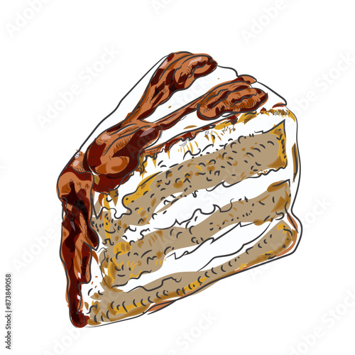 hand drawing delicious slice  cake vector illustration