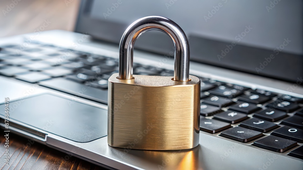 steel padlock emerging from a personal computer symbolizing cyber security , Data Security, Cybersecurity, Padlock, Lock, Computer, Technology, Antivirus, Laptop, Notebook, Protection steel padlock emerging from a personal computer symbolizing cyber security , Data Security, Cybersecurity, Padlock, Lock, Computer, Technology, Antivirus, Laptop, Notebook, Protection