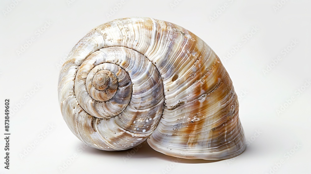 Empty ocean snail shell on a white background. Empty ocean snail shell on a white background.