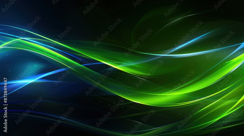 Abstract Green and Blue Swirls on Black Background Abstract Green and Blue Swirls on Black Background