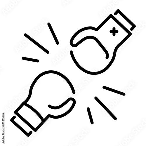 A line style icon of boxing gloves 