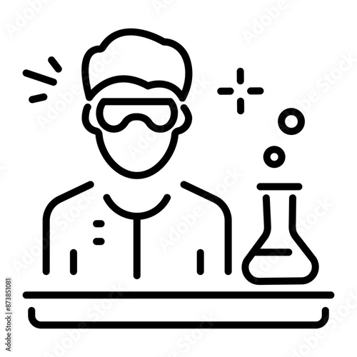 A scientist icon designed in outline style