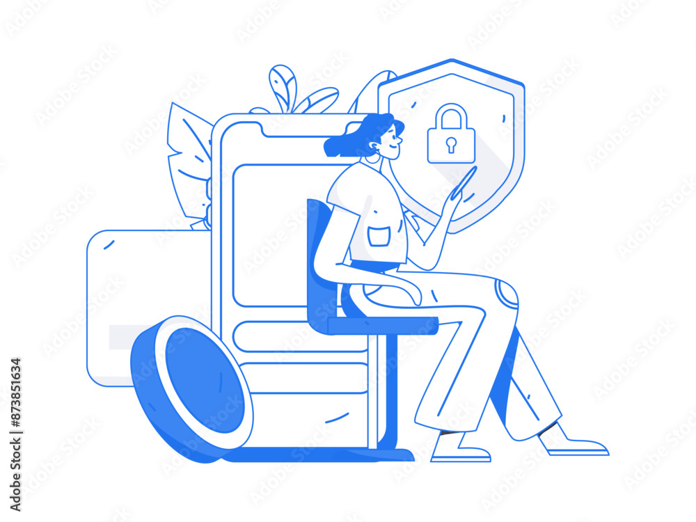 Online shopping payment security character flat vector concept operation hand drawn illustration
Online shopping payment security character flat vector concept operation hand drawn illustration
