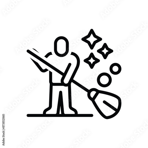 Black line icon for cleaning