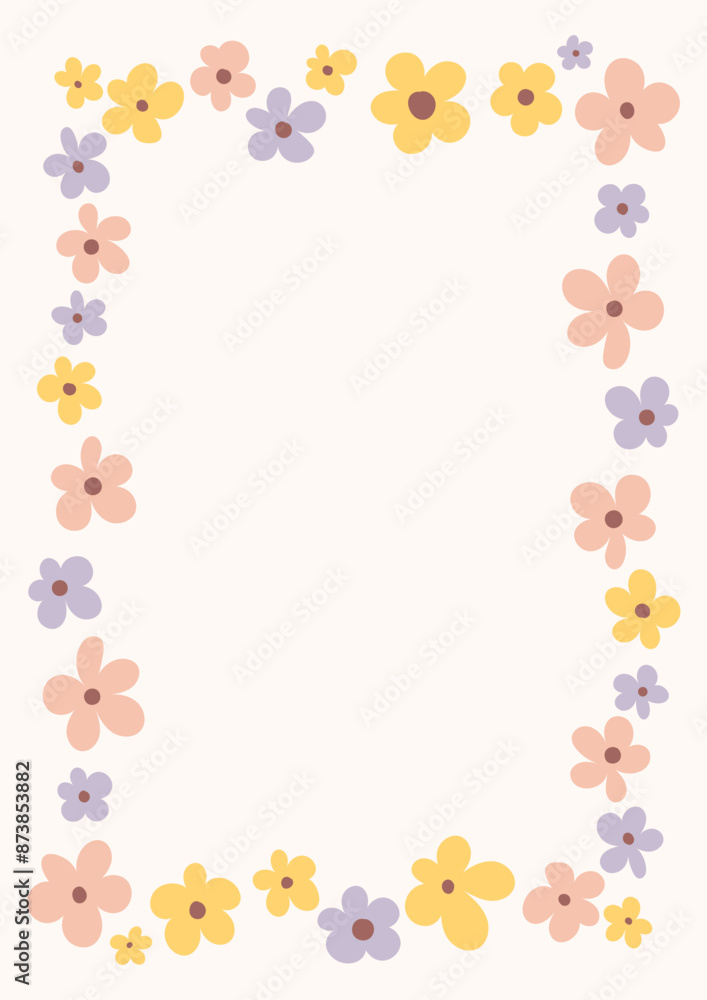 A4 frame with pastel flower. Perfect as a photo frame, for scrapbooking, postcards, posters, invitation cards. A4 frame with pastel flower. Perfect as a photo frame, for scrapbooking, postcards, posters, invitation cards.