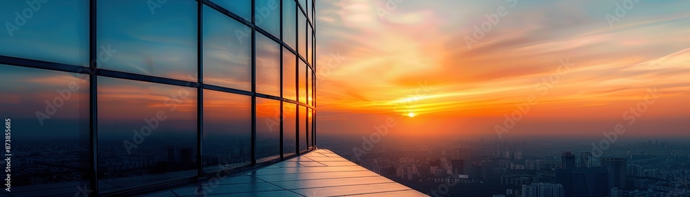 Golden hour paints city skyline with fiery hues, skyscraper view Golden hour paints city skyline with fiery hues, skyscraper view