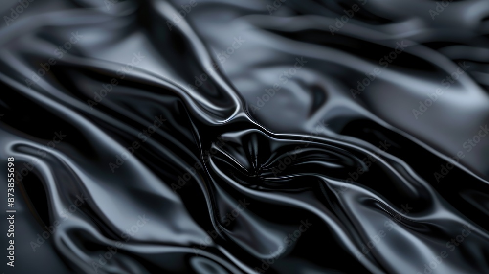 Fototapeta premium Blurred glossy black surface for text with abstract shape