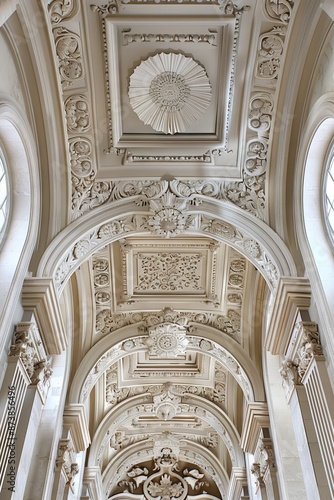 Wallpaper Mural Baroque, barocco ornate marble ceiling non linear reformation design. elaborate ceiling with intricate accents depicting classic elegance and architectural beauty Torontodigital.ca