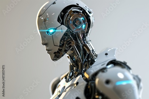 View of graphic 3d robot,An image of a robot made of metal with a head, AI generated