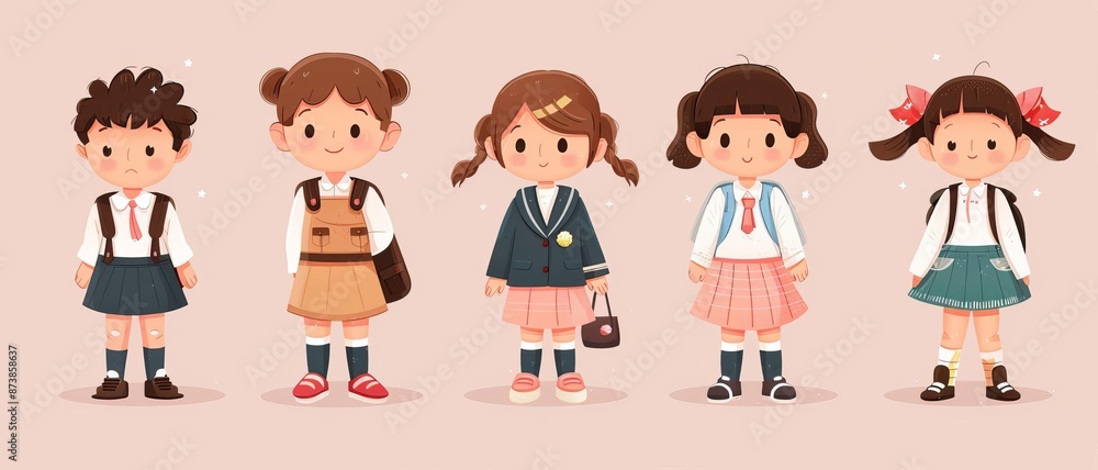 kids wearing different styles of school uniforms kids wearing different styles of school uniforms