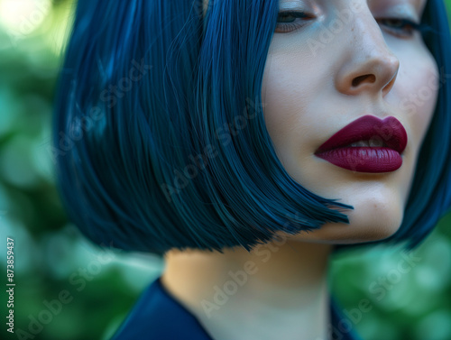 a closeup of bob-cut shoulder length