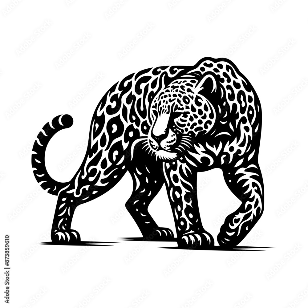Fototapeta premium Wildlife Design - Minimalist Leopard Vector Silhouette - Leopard Illustration - Leopard Vector art.